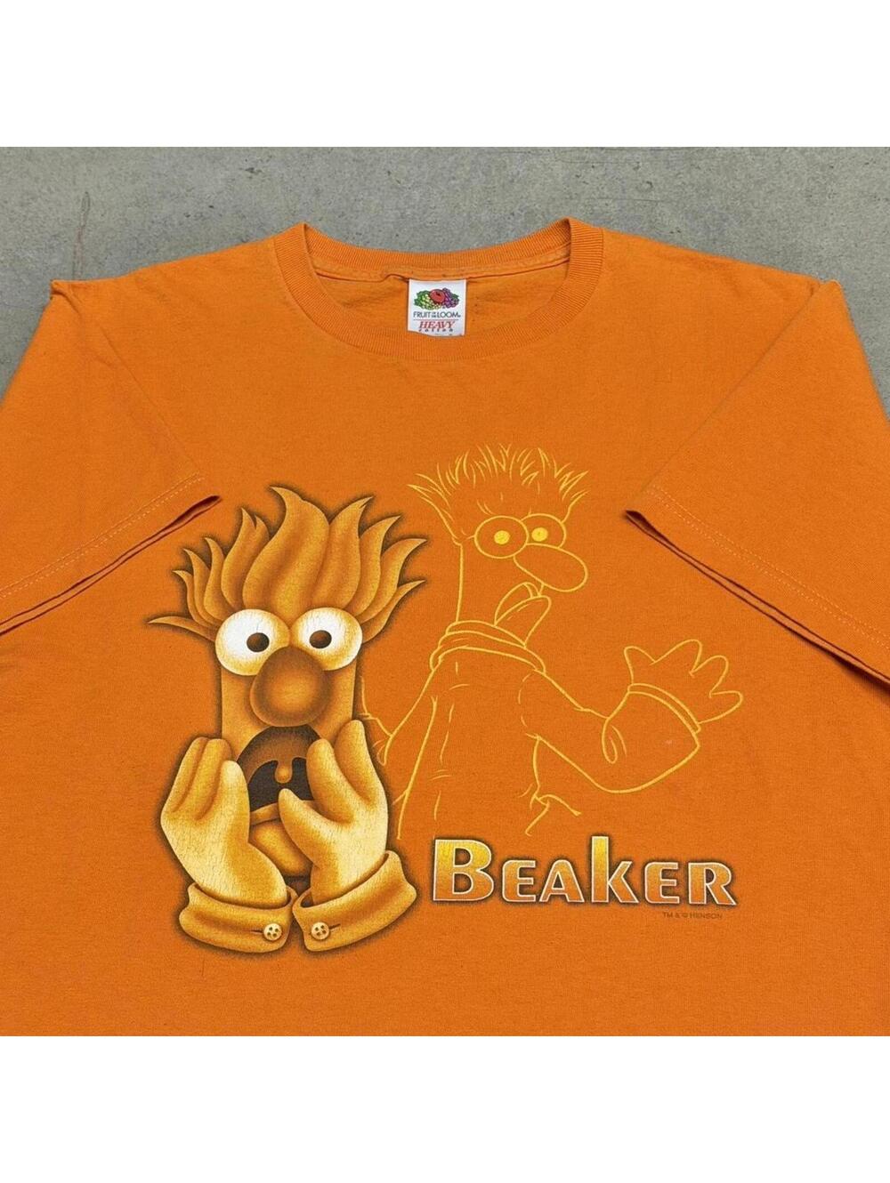 Vintage The Muppets Beaker T Shirt Mens Medium Orange TV Promo 90s Y2K